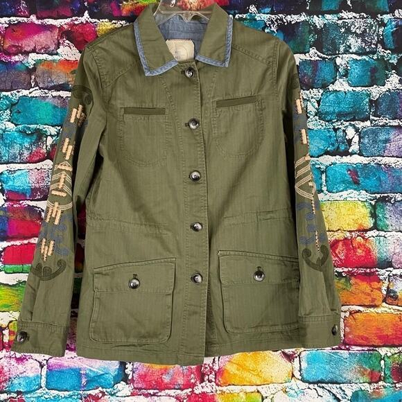 Anthropologie Hei Hei Green Jacket button Front Lightweight Shirt Size XS - Picture 6 of 11